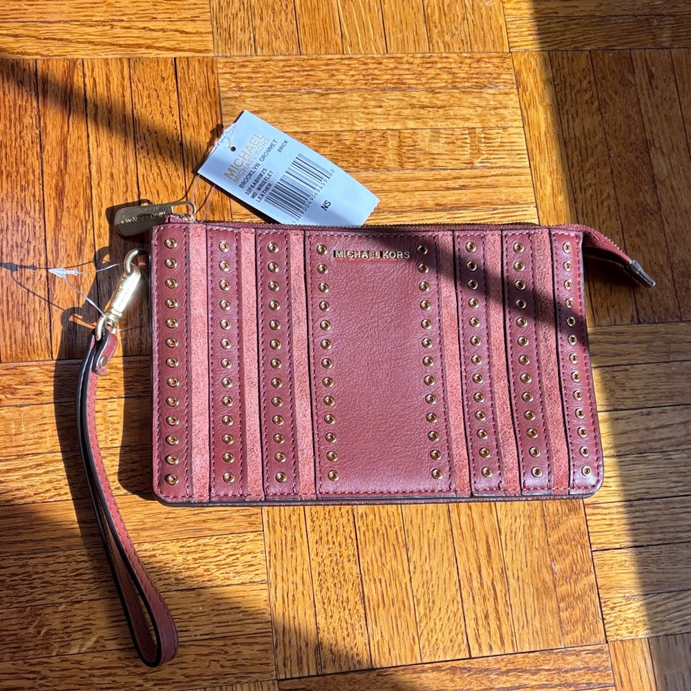 Michael Kors Brooklyn Grommet Leather Wristlet